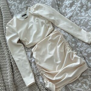 Zara beige set, mini skirt and top